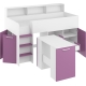 Multifunkční patrová postel DAGOBERT, levá, bílá/levandulová, 5 let záruka