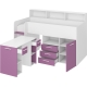 Multifunkční patrová postel DAGOBERT, levá, bílá/levandulová, 5 let záruka