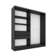 Šatní skříň INSULAR 2D 180 bez zrcadla, černý mat/bílá/dub artisan