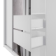 Šatní skříň NEJBY BARNABA 150 cm s posuvnými dveřmi, zrcadlem,4 šuplíky a 2 šatními tyčemi,bílý lesk
