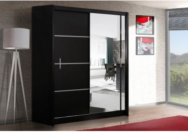 Šatní skříň s posuvnými dveřmi SARON 180, černá
